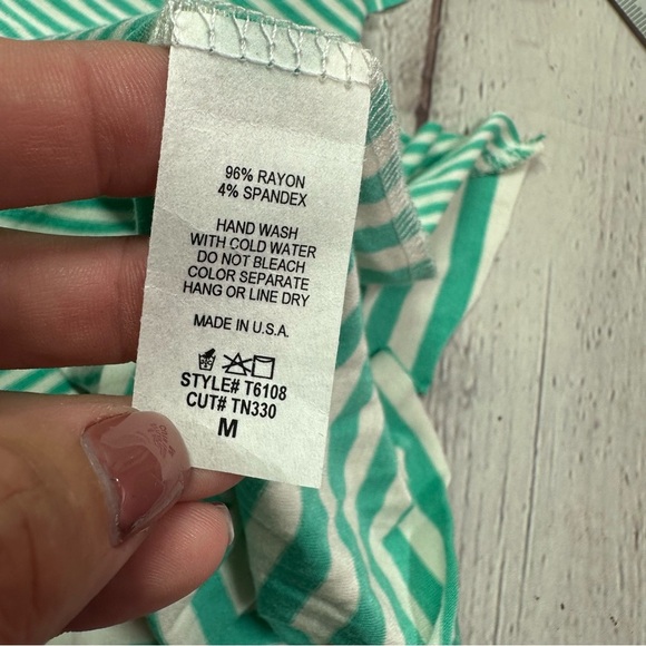 NWT Umgee boutique mint blue contrast stripes casual dress spring easter - Picture 3 of 12